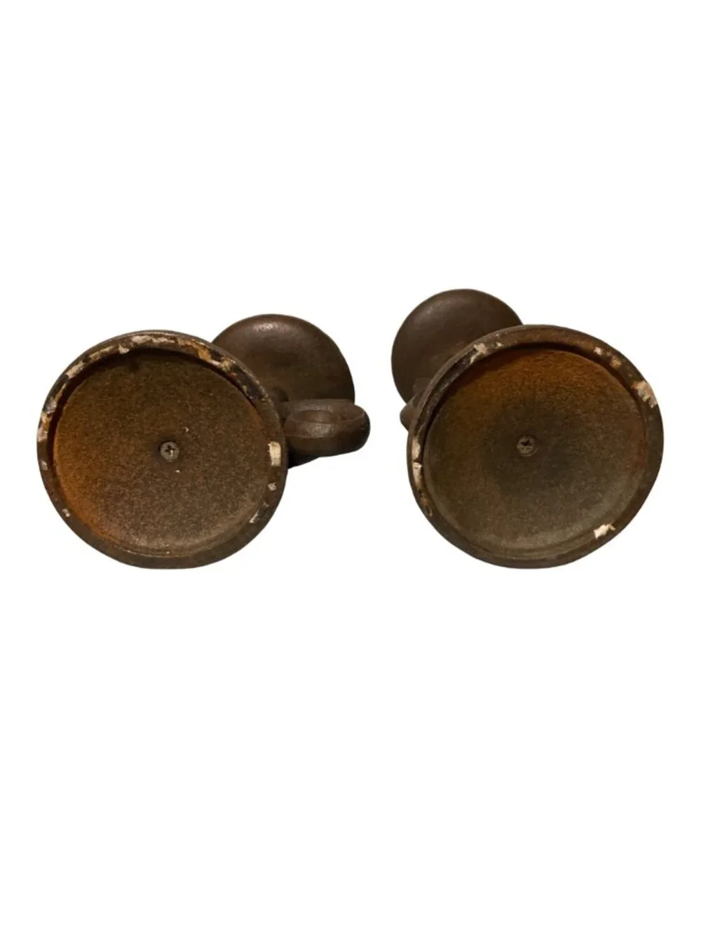 Old Rusty Cast Iron Floral Scroll Candle Holders Set Of 2
